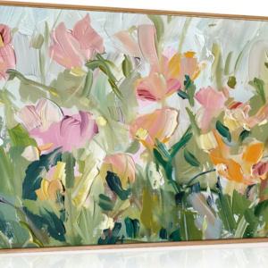 Floral canvas framed decorative painting – Watercolor natural wildflower and plant texture, large 20-inch x 40-inch colored floral art painting, suitable for living room, kitchen, bedroom, and office wall decoration.